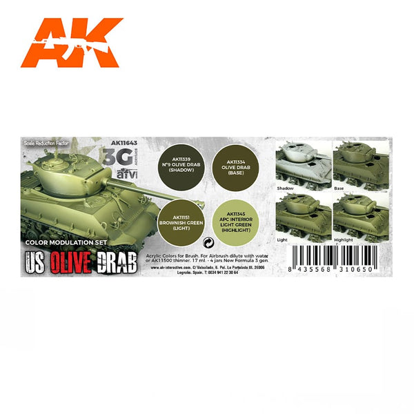 AK Interactive 3G Modulation US Olive Drab Set – Military Model Depot