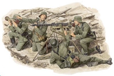 Dragon 1 35 German Mg42 Heavy Machine Gun Team (4) Kit – Military Model 