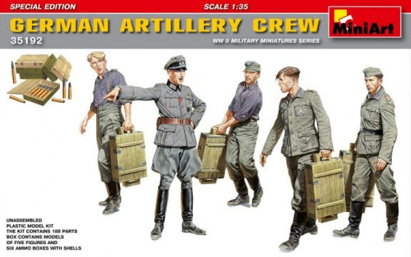 MiniArt 1/35 German Artillery Crew (5) w/Ammo Boxes (Special Edition) – Military  Model Depot