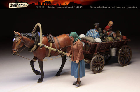 Stalingrad Miniatures 1/35 Russian Refugees With Cart, 1941-45