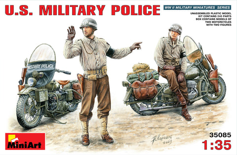 MiniArt 1/35 WWII US Military Police (2) w/2 Motorcycles Kit