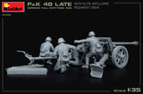 MiniArt 1/35 WWII German 7.5cm PaK 40 Late Anti-Tank Gun w/4 Elite Artillery Regiment Crew Kit