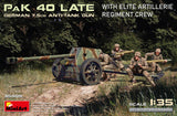 MiniArt 1/35 WWII German 7.5cm PaK 40 Late Anti-Tank Gun w/4 Elite Artillery Regiment Crew Kit