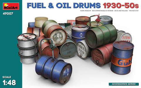 MiniArt 1/48 Fuel & Oil Drums 1930-50s (20) Kit