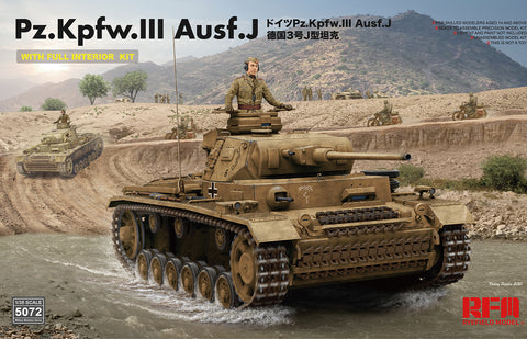 Rye Field Models 1/35 PzKpfw III Ausf J Tank w/Full Interior & Workable Track Links Kit