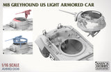 AHHQ 1/16 M8 Greyhound US Light Armored Car (includes metal barrel and full-body figure) Kit