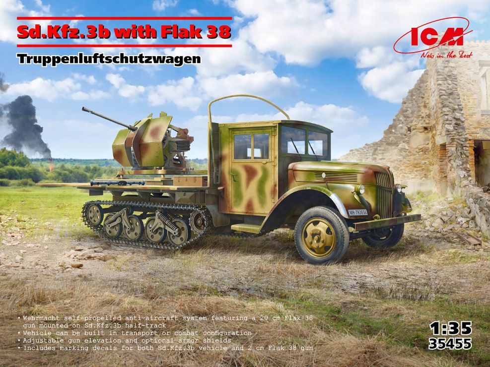 ICM 1/35 Sd.Kfz.3b with Flak 38 AA Gun Kit