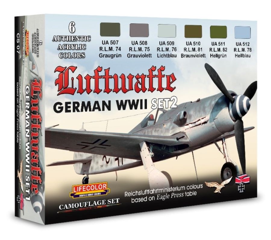 Lifecolor Acrylic German WWII Luftwaffe #2 Camouflage Acrylic Set (6 22ml Bottles)