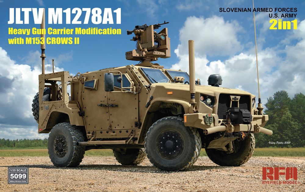 Rye Field 1/35 US JLTV M1278A1 Heavy Gun Carrier Modification w/M153 Crows II Gun (2 in 1) Kit