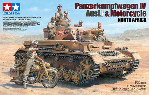 Tamiya 1/35 German PzKpfw IV Ausf F Tank & Motorcycle w/5 Crew North Africa (Ltd Edition) Kit