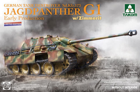 Takom 1/35 Jagpanther G1 Early Production SdKfz 173 German Tank Destroyer w/Zimmerit (Ltd Edition) Kit