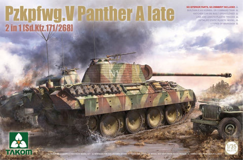 Takom 1/35 PzKpfwg V SdKfz 171/268 Panther A Late Tank (2 in 1) Kit