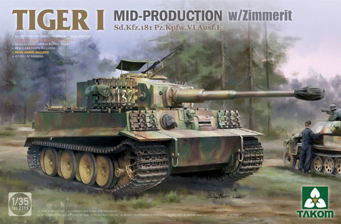 Takom 1/35 Tiger I Mid-Production SdKfz 181 PzKpfw VI Ausf E Tank w/Zimmerit Kit