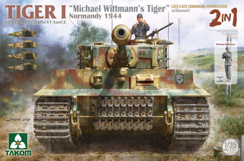 Takom 1/35 Tiger I Late Production SdKfz 181 PzKpfw VI Ausf E Tank w/Michael Wittmann Figure (2 in 1) Kit
