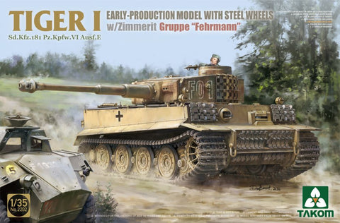 Takom 1/35 Tiger I Early Production SdKfz 181 PzKpfw VI Ausf E Tank w/Steel Wheels & Zimmerit Kit