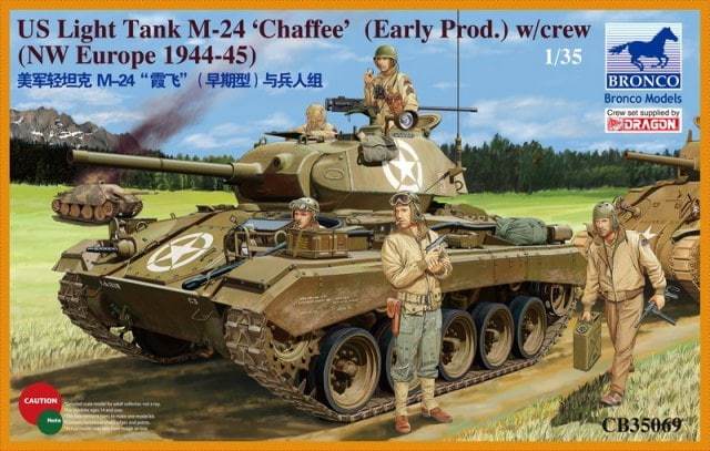 Bronco 1/35 US Light Tank M24 Chaffee Early Production Tank w/Crew NW Europe 1944-45 Kit