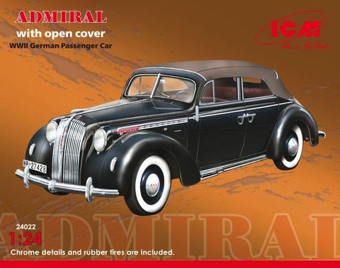 ICM 1/24 WWII German Admiral Convertible Passenger Car w/Cover Kit