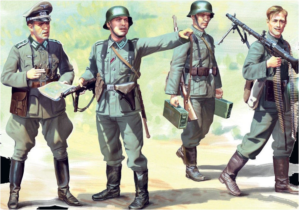 ICM 1/35 WWII German Infantry (4) w/Weapons & Equipment 1939-41 (New Tool) Kit