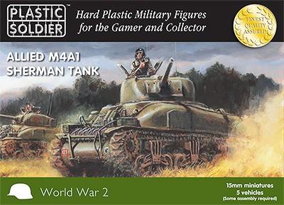 Plastic Soldier 15mm WWII Allied M4A1 Sherman Tank (5) Kit