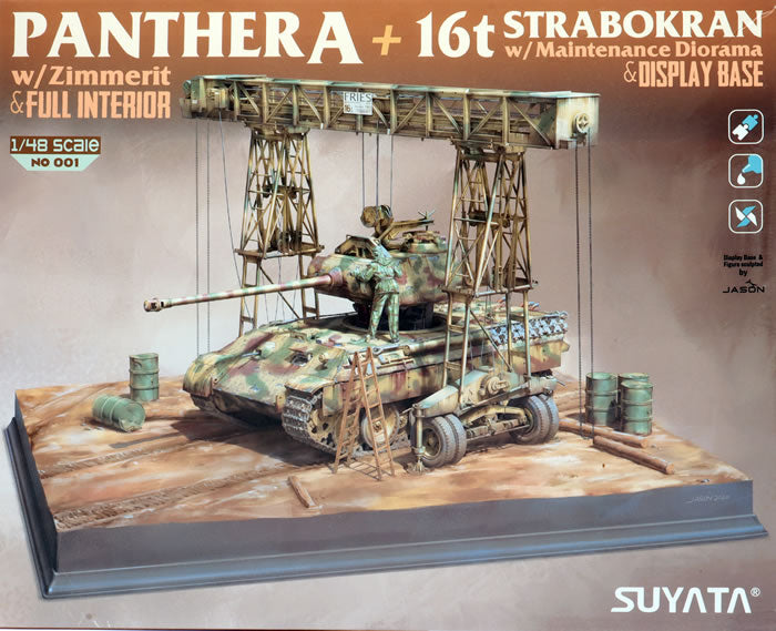 Suyata 1/48 Panther A w/ Zimmerit & Full Interior + 16T Strabokran w/ Maintenance Diorama & Display Base