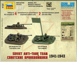 Zvezda Military 1/72 Soviet Anti-Tank Team 1941-43 (4 w/2 Guns) Snap Kit