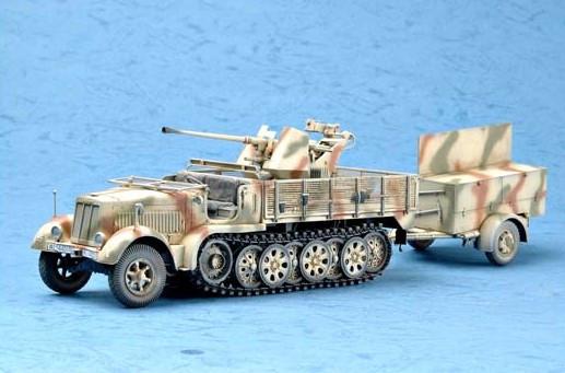 Trumpeter Military Models 1/35 German SdKfz 7/2 Halftrack Early Version w/3.7cm Flak 37 Gun & Supply Trailer Kit