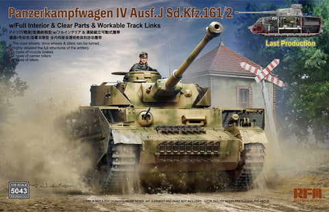 Rye Field 1/35 German PzKpfw IV Ausf J SdKfz 161/2 Last Production Tank w/Full Interior & Workable Track Links Kit