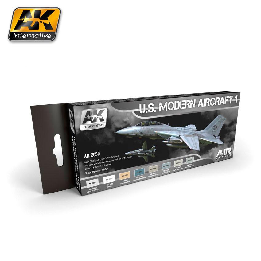 AK Interactive Air Series: US Modern Aircraft 1 Colors Acrylic Paint Set (8 Colors) 17ml Bottles