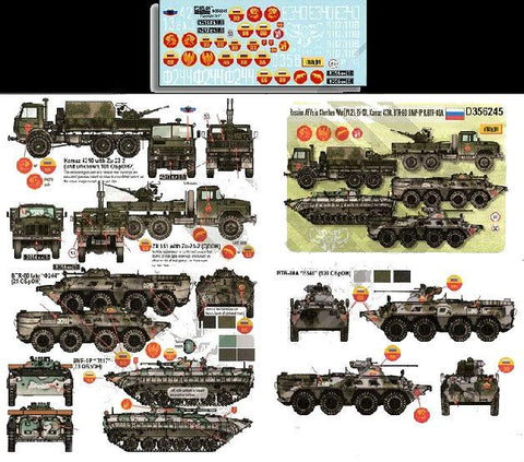 Echelon Decals 1/35 Russian AFVs in Chechen War Pt.2 Zil131, Kamaz4310, BTR80, BMP1P & BTR80A
