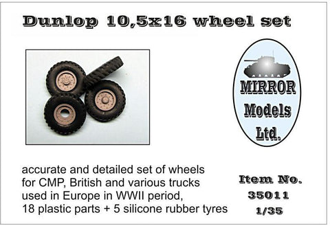 Mirror Models 1/35 Dunlop 10 5x16 Wheel/Tire Set for WWII CMP/British Trucks (5) Kit