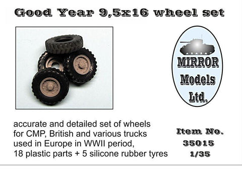 Mirror Models 1/35 Goodyear 9 5x16 Wheel/Tire Set for WWII CMP/British Trucks (5) Kit