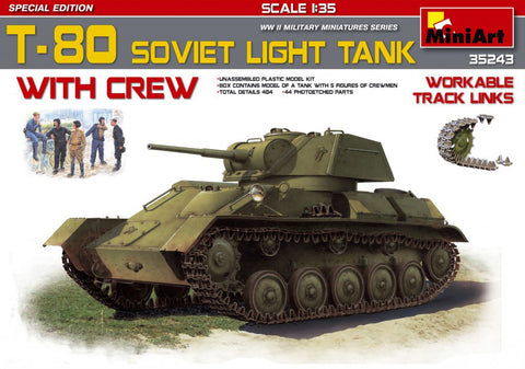 MiniArt 1/35 T80 Soviet Light Tank w/5 Crew (Special Edition) Kit