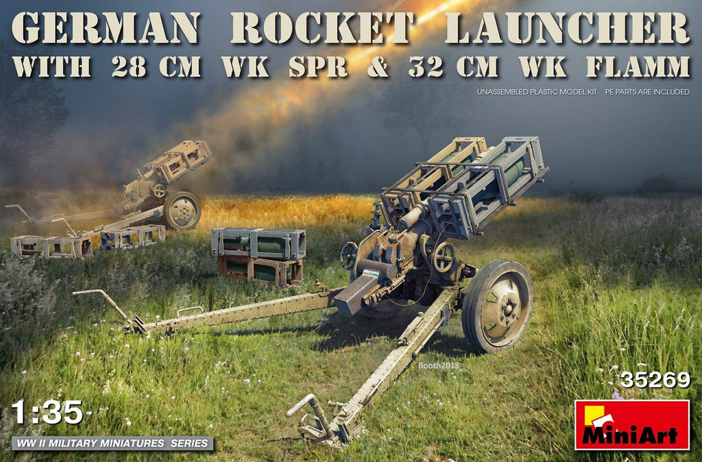MiniArt Military Models 1/35 German Rocket Launcher w/28cm WK SPR & 32cm WK Flamm (New Tool) Kit