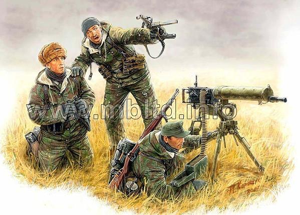 Master Box Ltd 1/35 German Machine Gun Crew w/MG08 Gun Eastern Front Kurland 1944 (3) Kit