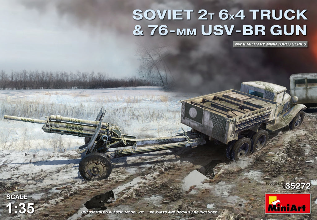 MiniArt Military Models 1/35 WWII Soviet 2-Ton 6x4 Truck & 76mm USV-BR – Military  Model Depot