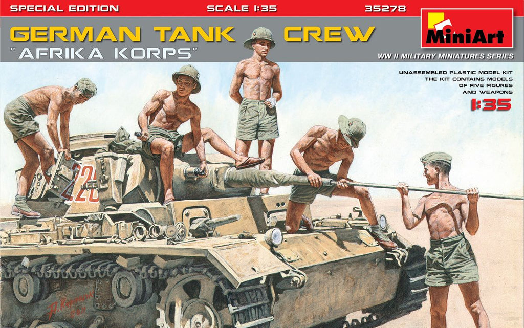 MiniArt 1/35 German Tank Crew Afrika Korps (5) w/Weapons (Special Edition) Kit
