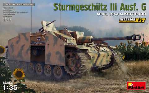 MiniArt 1/35 WWII StuG III Ausf G Apr 1943 Alkett Production Tank w/5 Crew & Full Interior Kit