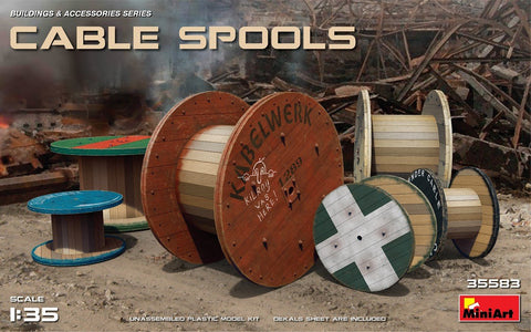 MiniArt Military Models 1/35 Cable Spools (6 w/20 Decal Options) (New Tool) Kit