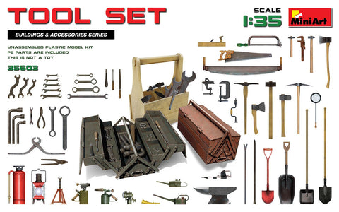 MiniArt Military 1/35 Tool Set: Various Tools & Boxes Kit