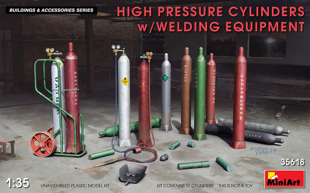 MiniArt Military 1/35 High Pressure Cylinders w/Welding Equipment (New Tool) Kit