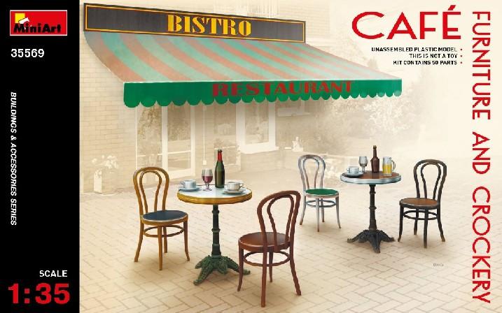 MinkiArt Military Models 1/35 Café Furniture Tables & Chairs w/Accessories Kit