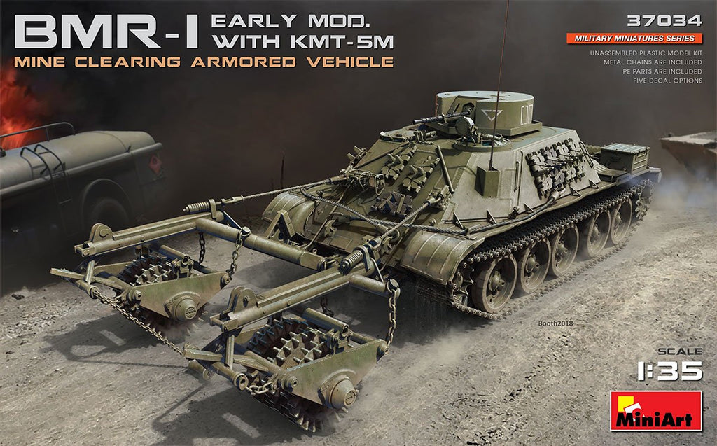 MiniArt 1/35 BMR1 Early Mod Mine Clearing Armored Vehicle w/KMT5M Mine Plow (New Tool) Kit