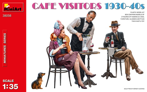 MiniArt Military 1/35 Cafe Visitors (2) w/Waiter 1930s-40s Kit