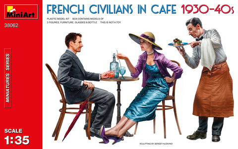 MiniArt Military 1/35 French Civilians in Cafe (2) w/Waiter 1930s-40s Kit