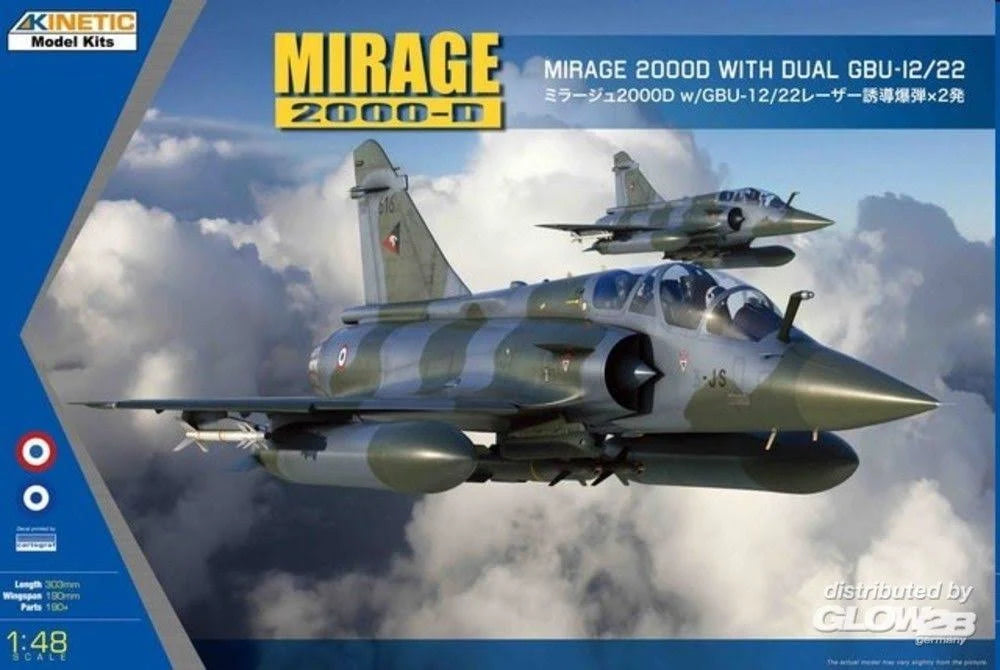 Kinetic 1/48 Mirage 2000D w/dual GBU 12-22 Kit