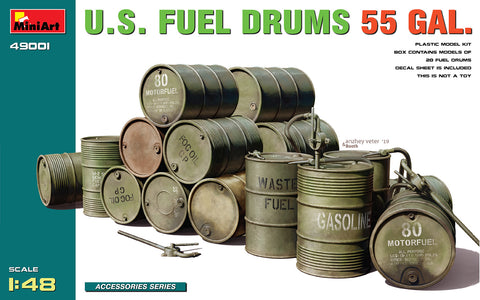 MiniArt Military 1/48 US 55 Gals. Fuel Drum Set (12) Kit