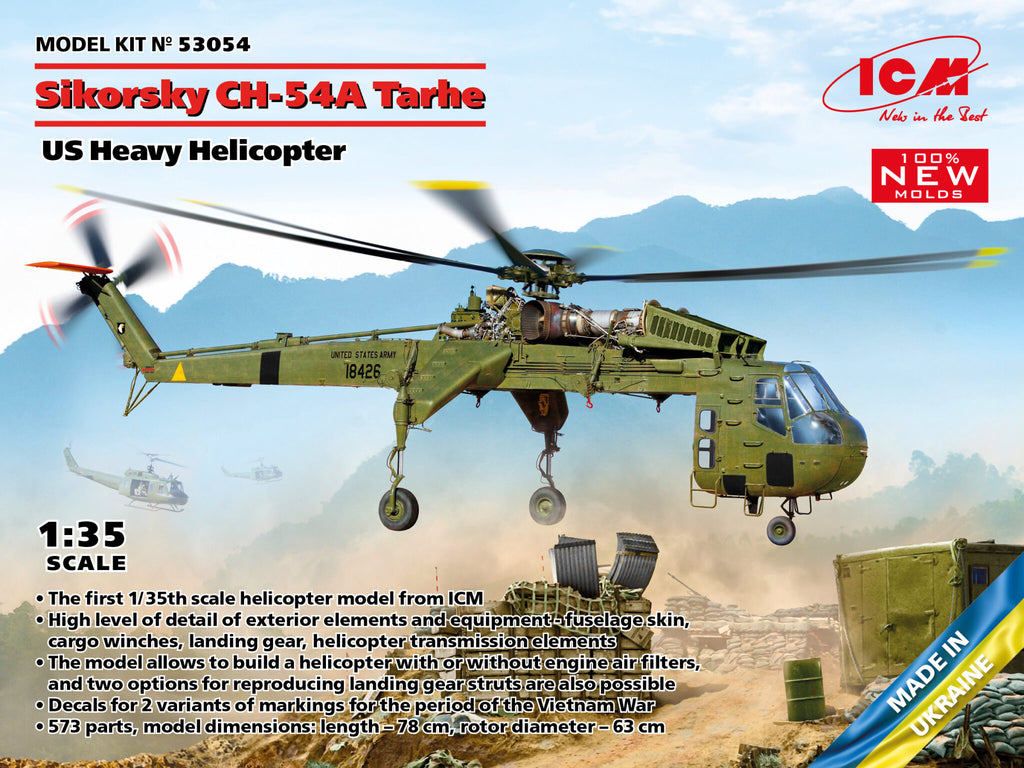 handtekening Milieuvriendelijk Beweren ICM 1/35 US Sikorsky CH54A Tarhe Heavy Helicopter (New Tool) Kit – Military  Model Depot