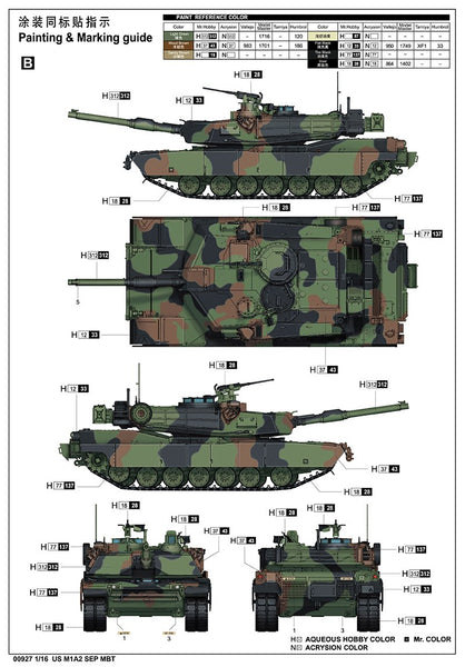 Trumpeter 1/16 US M1A2 SEP Main Battle Tank (New Variant) Kit ...