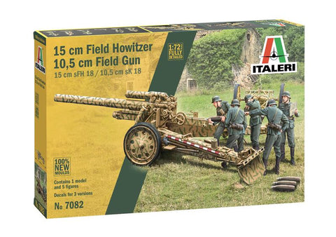 Italeri 1/72 15cm Field Howitzer/10.5cm Field Gun w/5 Crew (New Tool) Kit