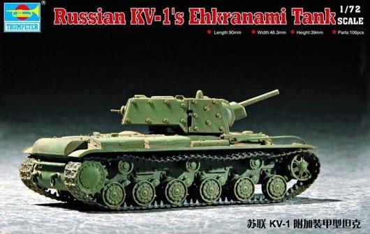 Trumpeter Military Models 1/72 Russian KV1S Ehkranami Tank Kit